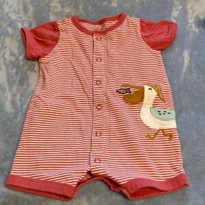 3 for $16 Striped Red Baby Romper with Pelican Design